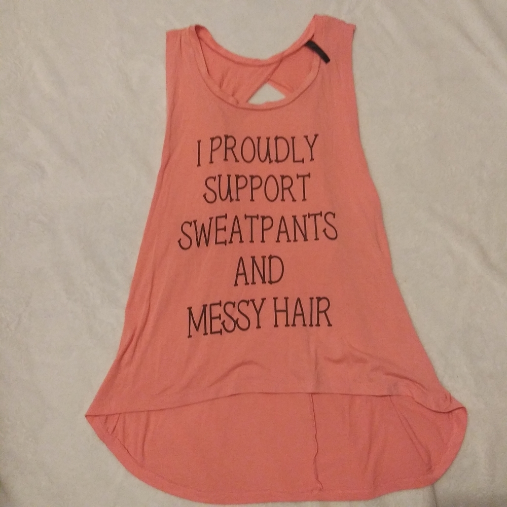 Women's stylish "I proudly support sweatpants and messy hair" tank top